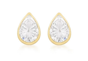 9ct Yellow Gold Cubic Zirconia Pear Shape Stud