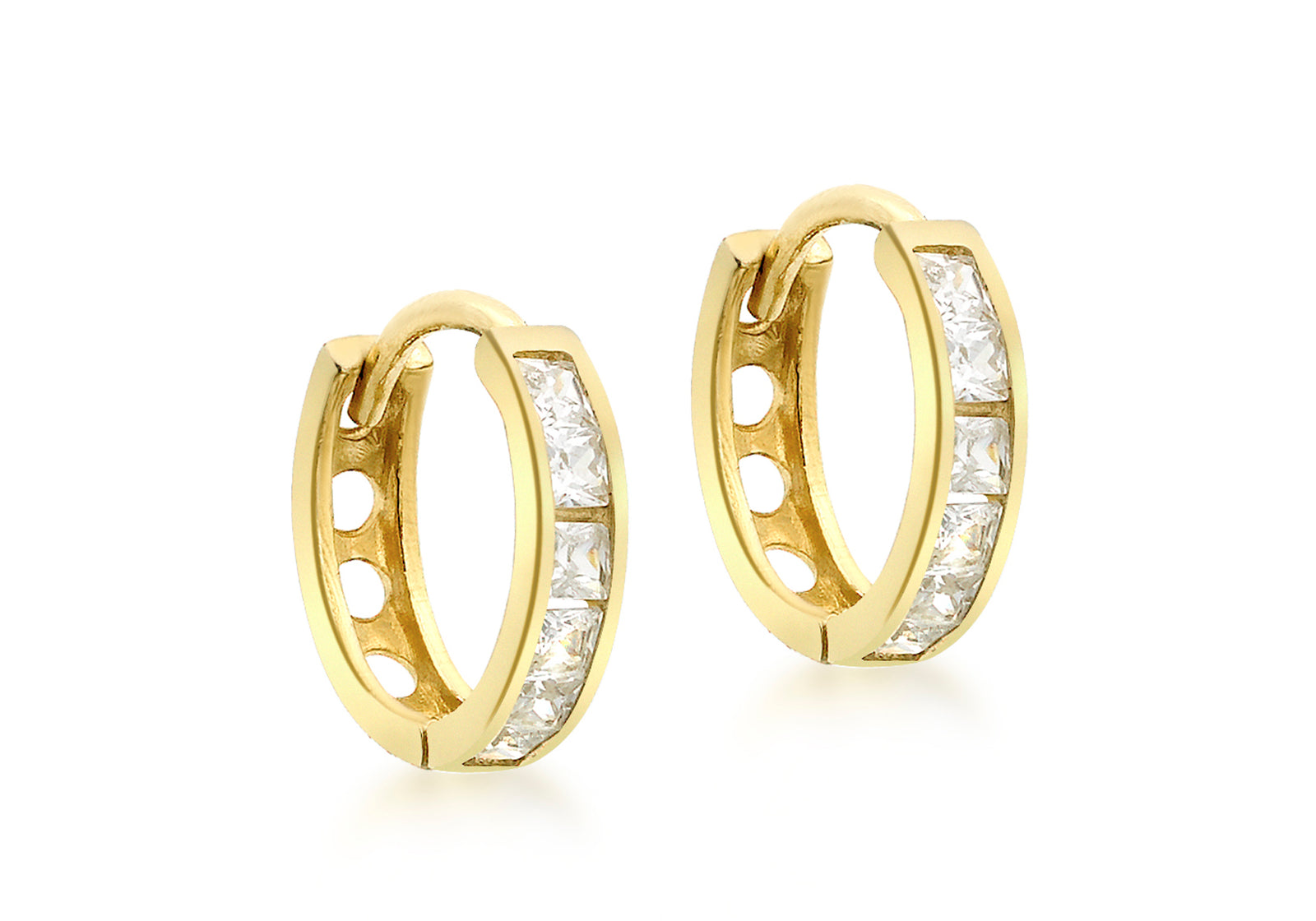 9ct Yellow Gold Cubic Zirconia Huggie Hoops