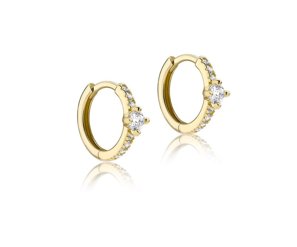 9ct Yellow Gold Cubic Zirconia Set Hoop Earrings