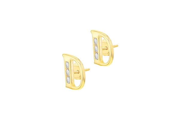 9ct Yellow Gold Initial 'D' Crystal Stud Earring