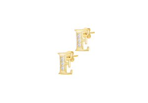 9ct Yellow Gold Initial 'E' Crystal Stud Earring
