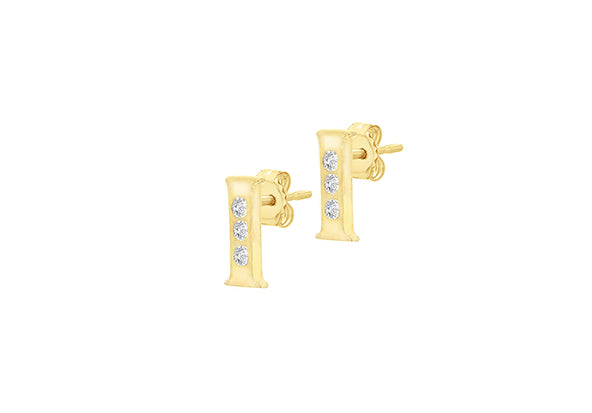 9ct Yellow Gold Initial 'I' Crystal Stud Earring