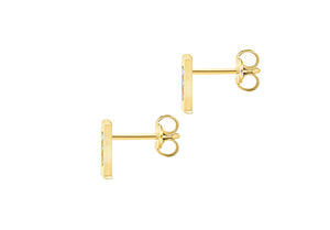 9ct Yellow Gold Initial 'I' Crystal Stud Earring