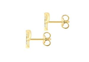 9ct Yellow Gold Initial 'P' Crystal Stud Earring