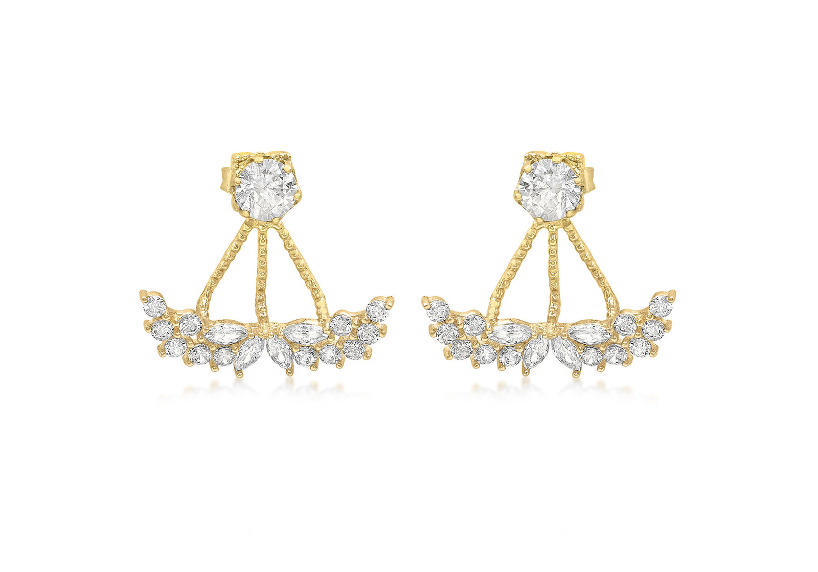 9ct Yellow Gold Ornate Fan Ear Jackets