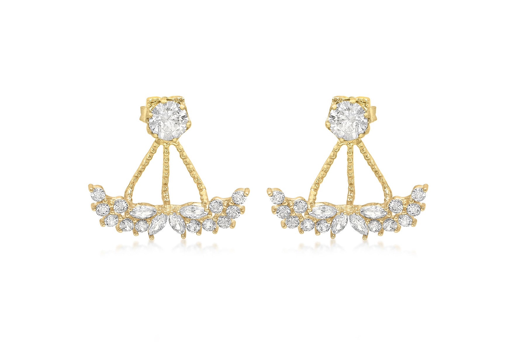 9ct Yellow Gold Ornate Fan Ear Jackets