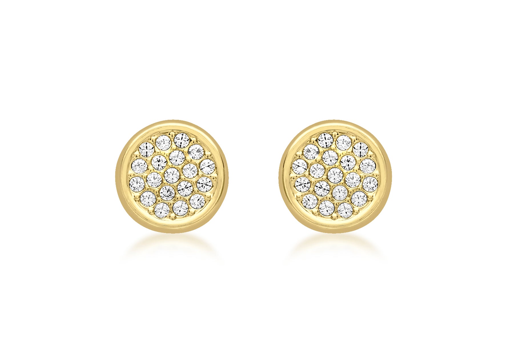 Yellow Gold Pave Crystal Circle Earring