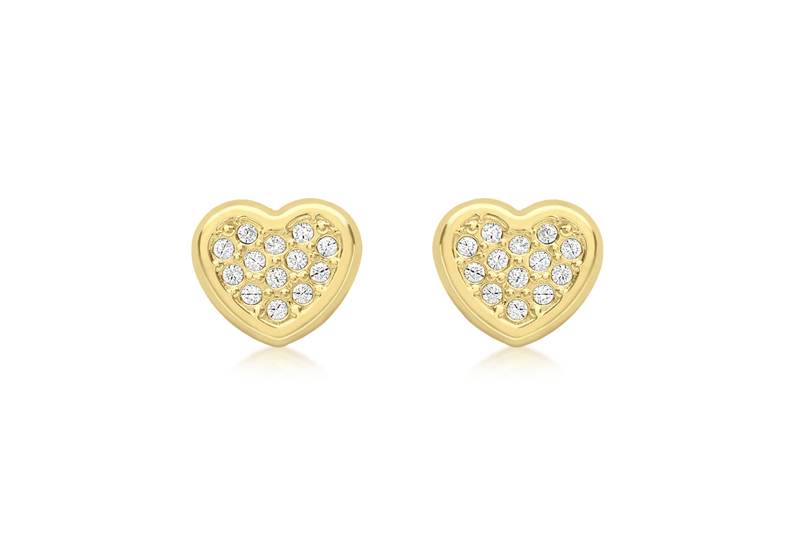 Yellow Gold Pave Crystal Heart Earring