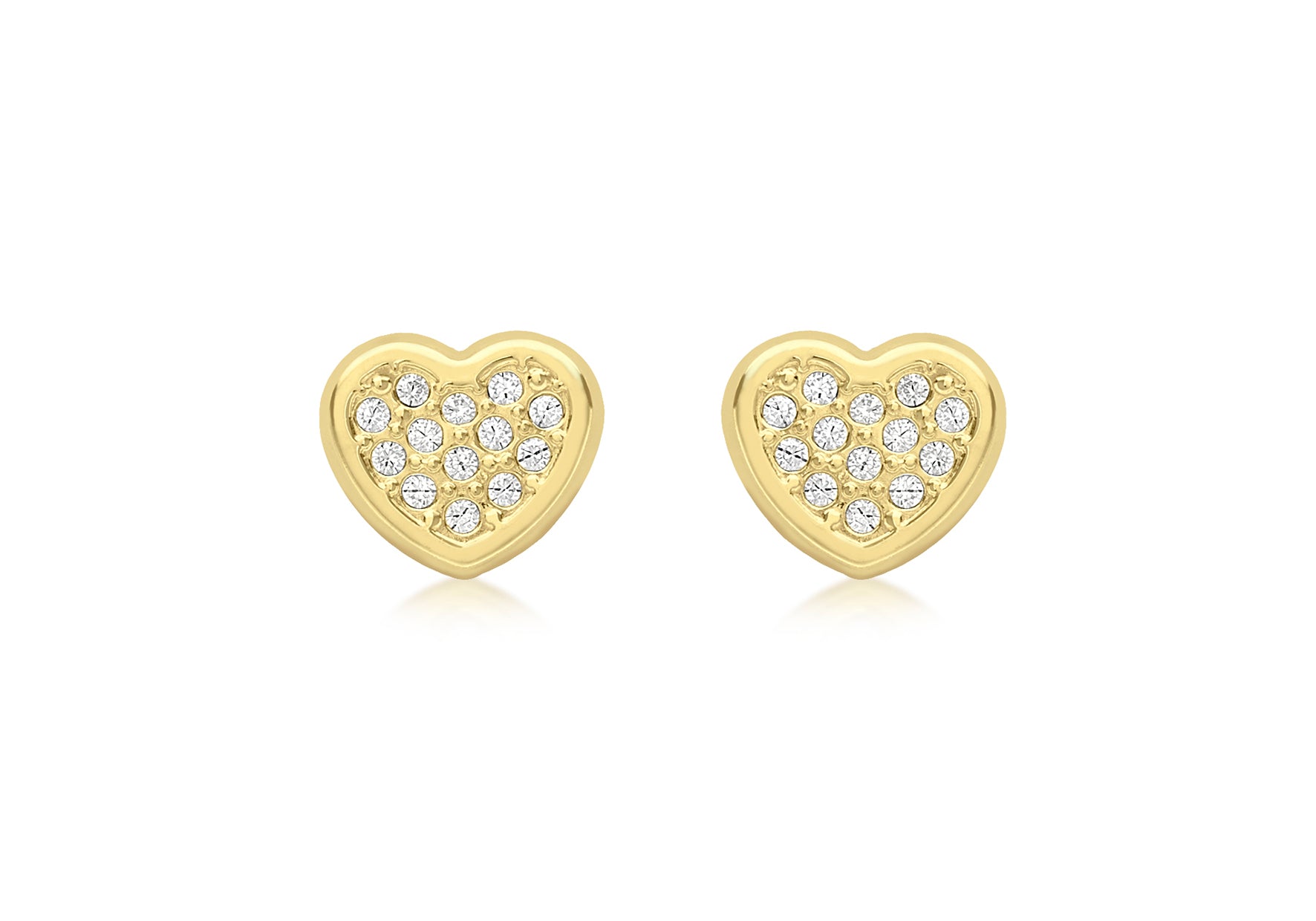 Yellow Gold Pave Crystal Heart Earring