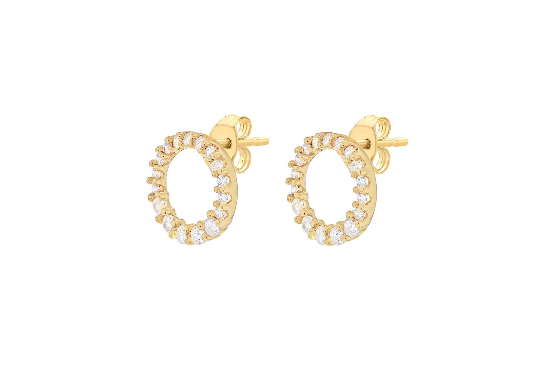 9ct Yellow Gold Graduated Cubic Zirconia Circle Stud Earring