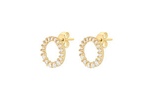 9ct Yellow Gold Graduated Cubic Zirconia Circle Stud Earring