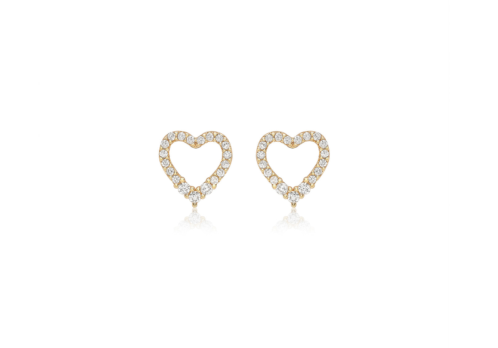 9ct Yellow Gold Crystal Set Heart Stud Earring