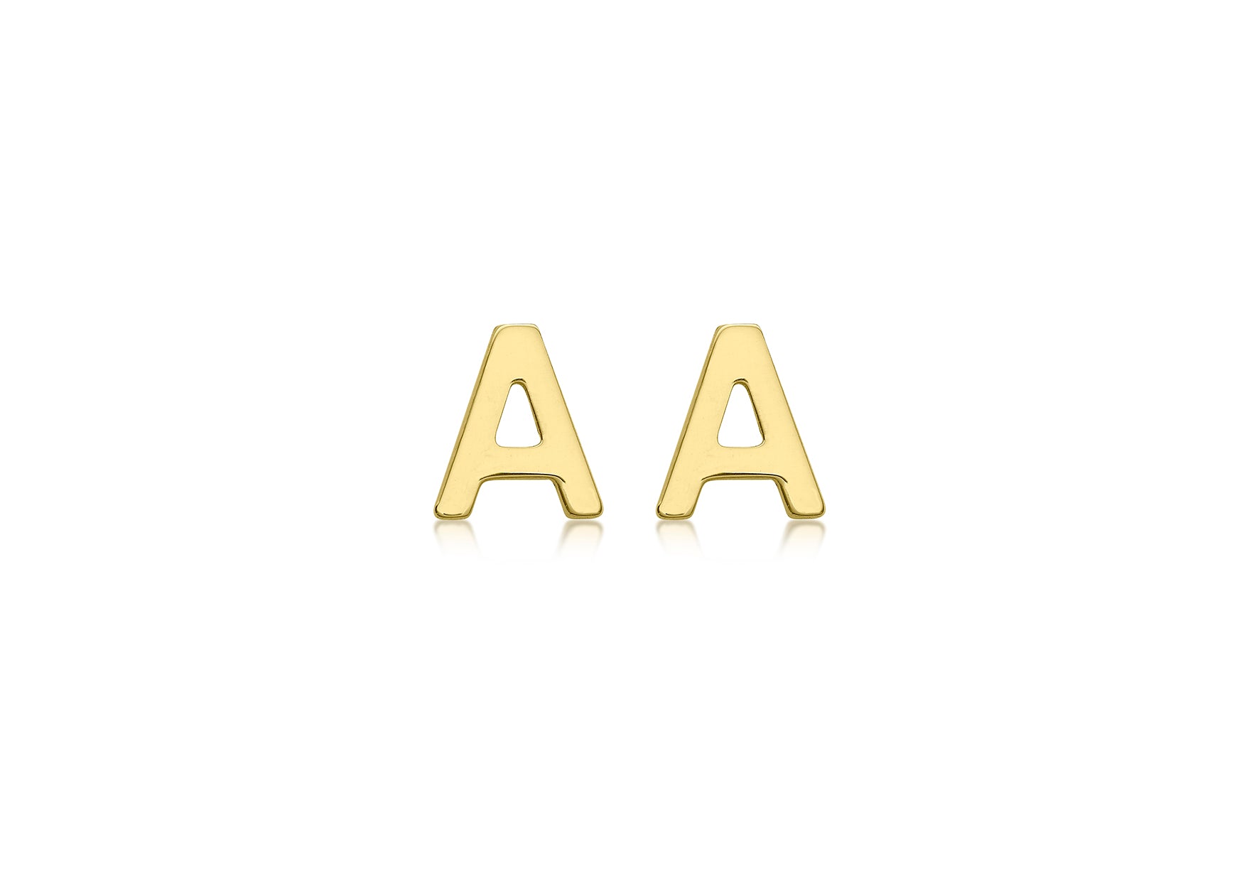 9ct Yellow Gold Initial A Stud Earrings