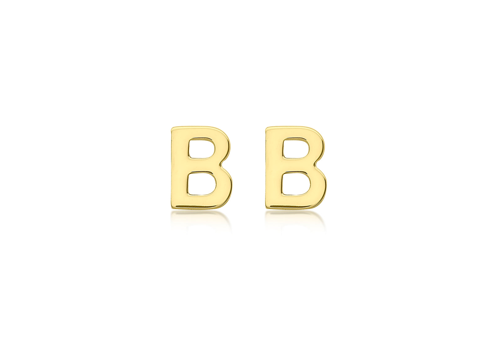 9ct Yellow Gold Initial B Stud Earrings