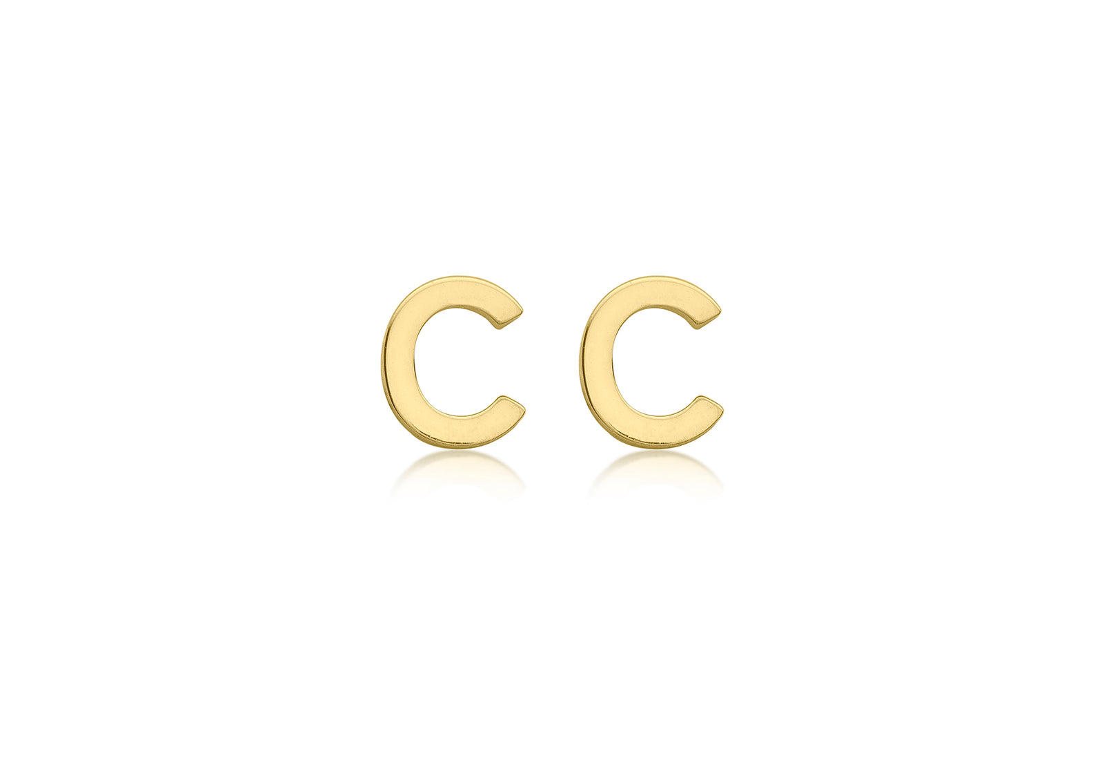 9ct Yellow Gold Initial C Stud Earrings