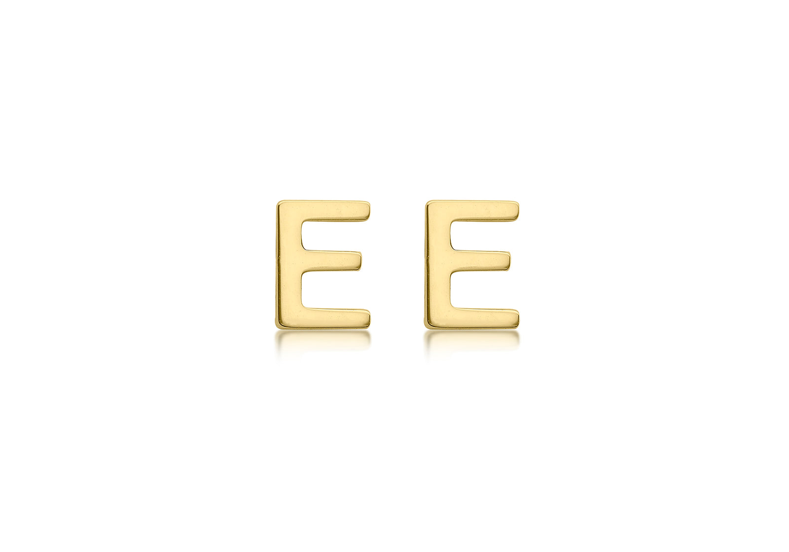 9ct Yellow Gold Initial E Stud Earrings