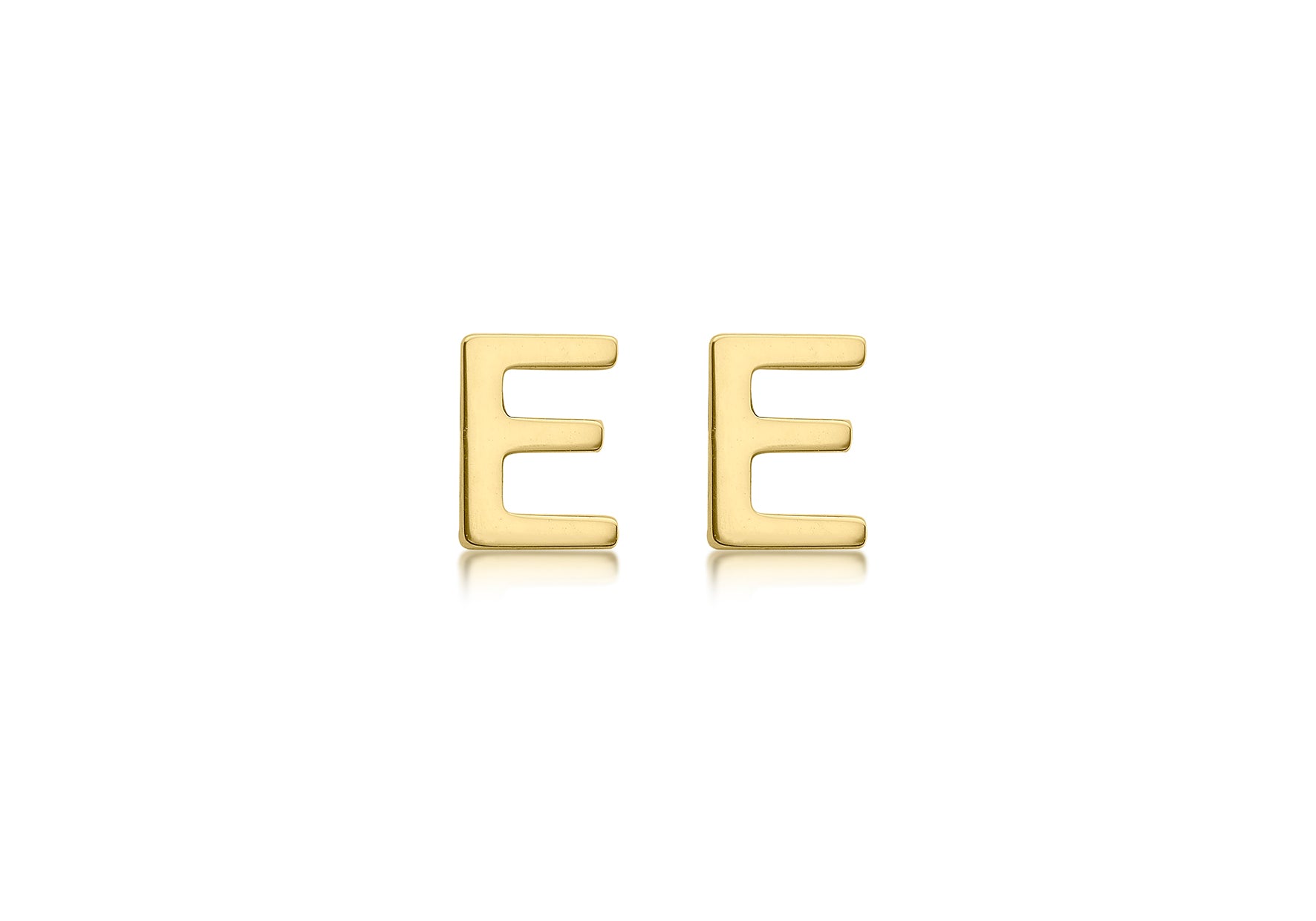 9ct Yellow Gold Initial E Stud Earrings
