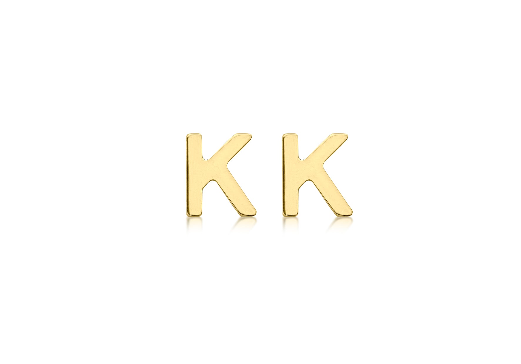 9ct Yellow Gold Initial K Stud Earrings