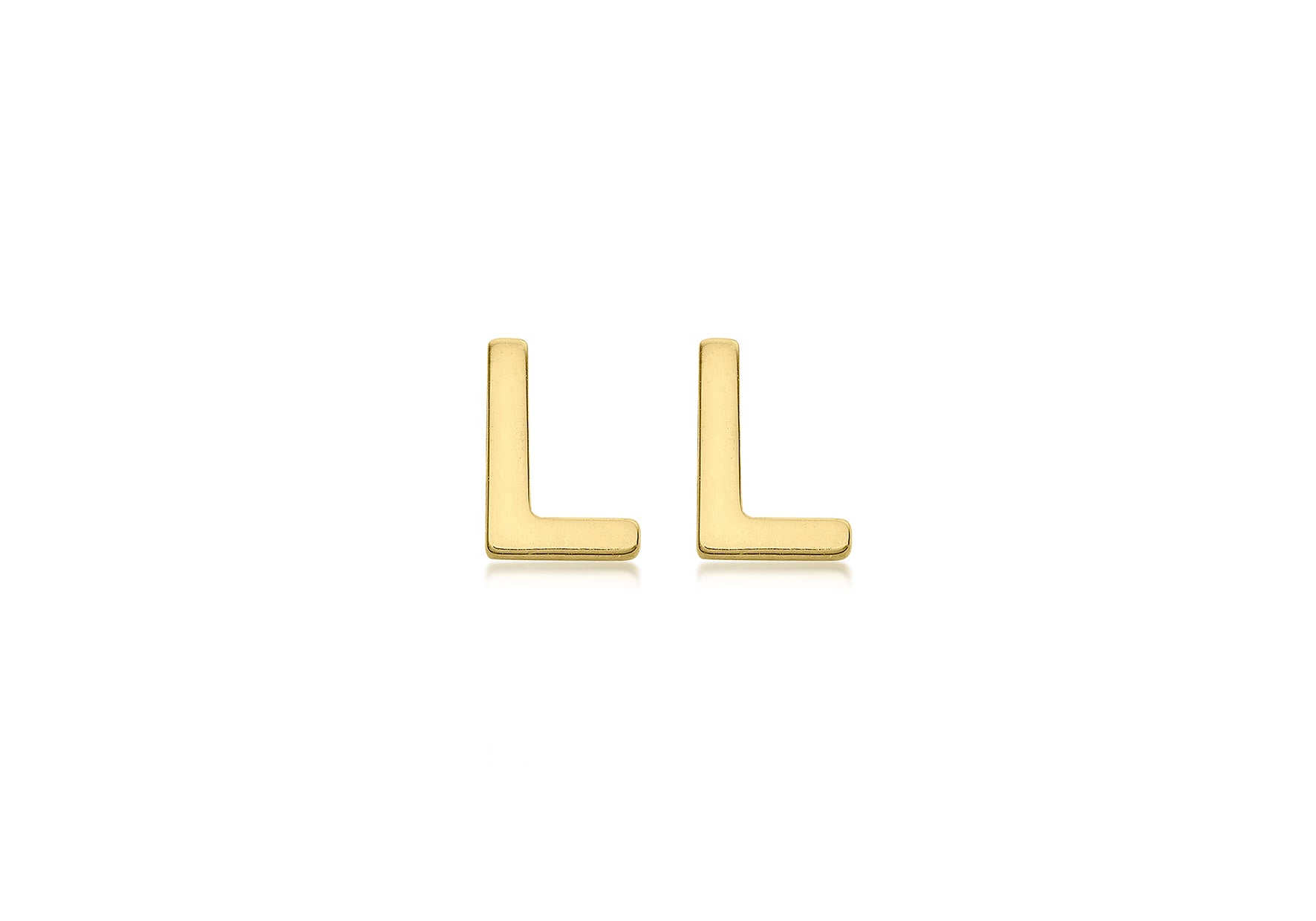 9ct Yellow Gold Initial L Stud Earrings