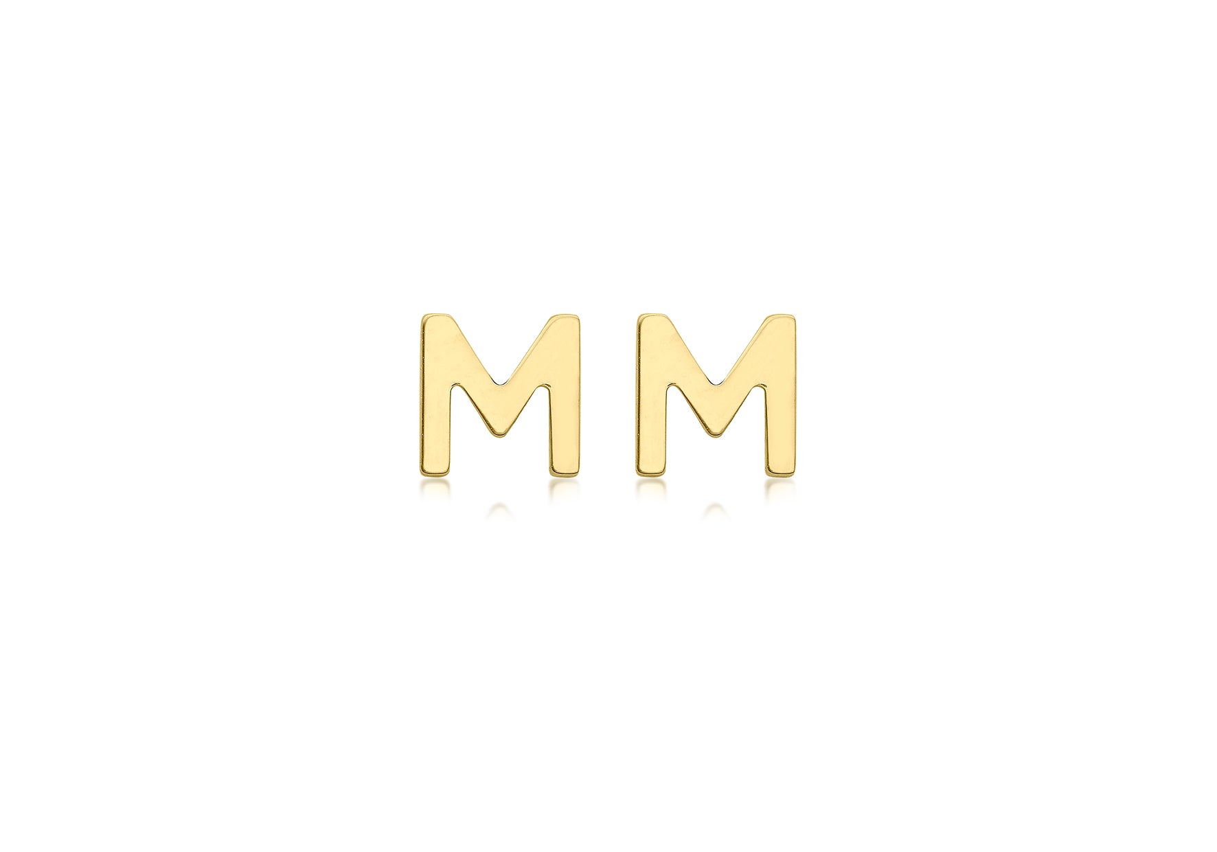 9ct Yellow Gold Initial M Stud Earrings