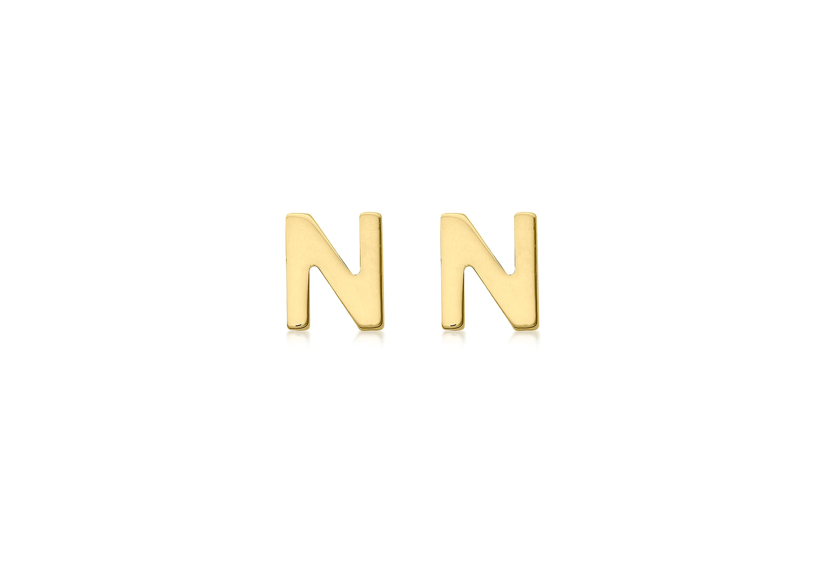 9ct Yellow Gold Initial N Stud Earrings