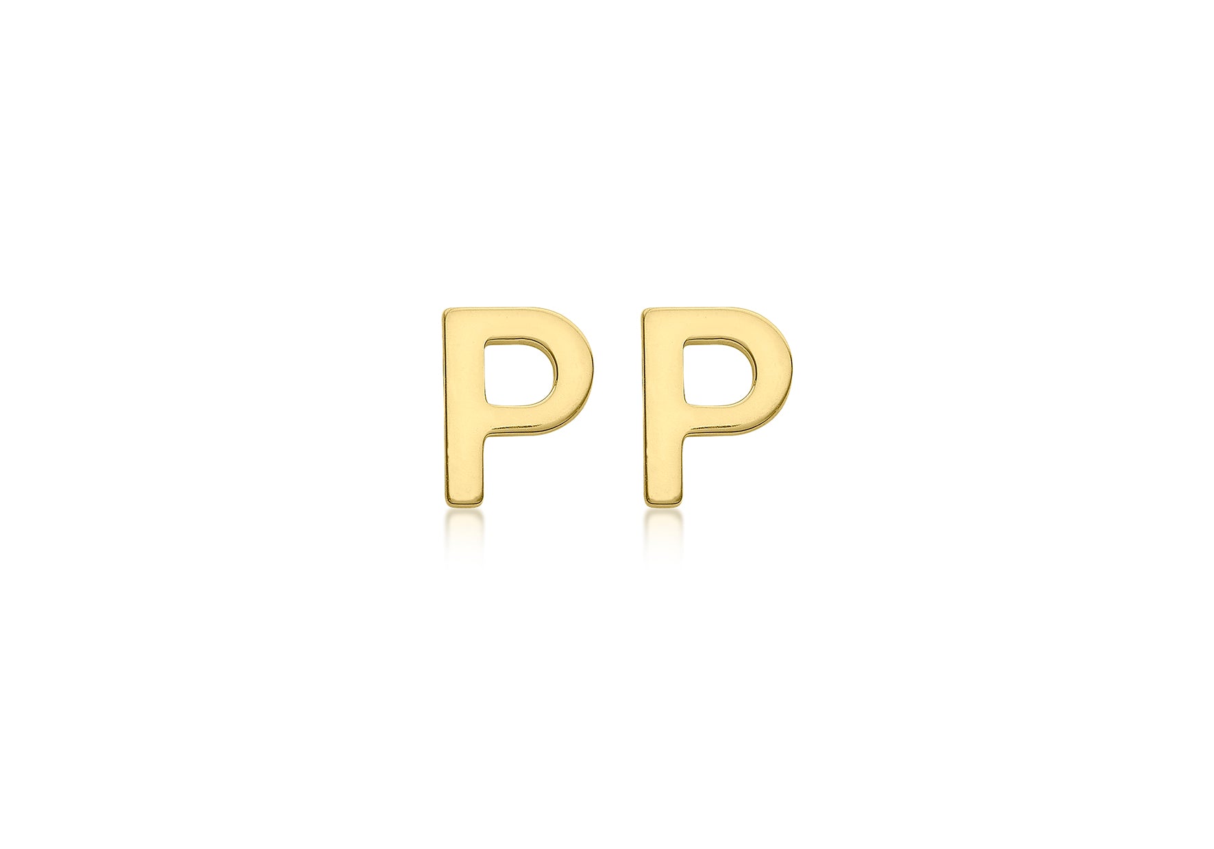 9ct Yellow Gold Initial P Stud Earrings
