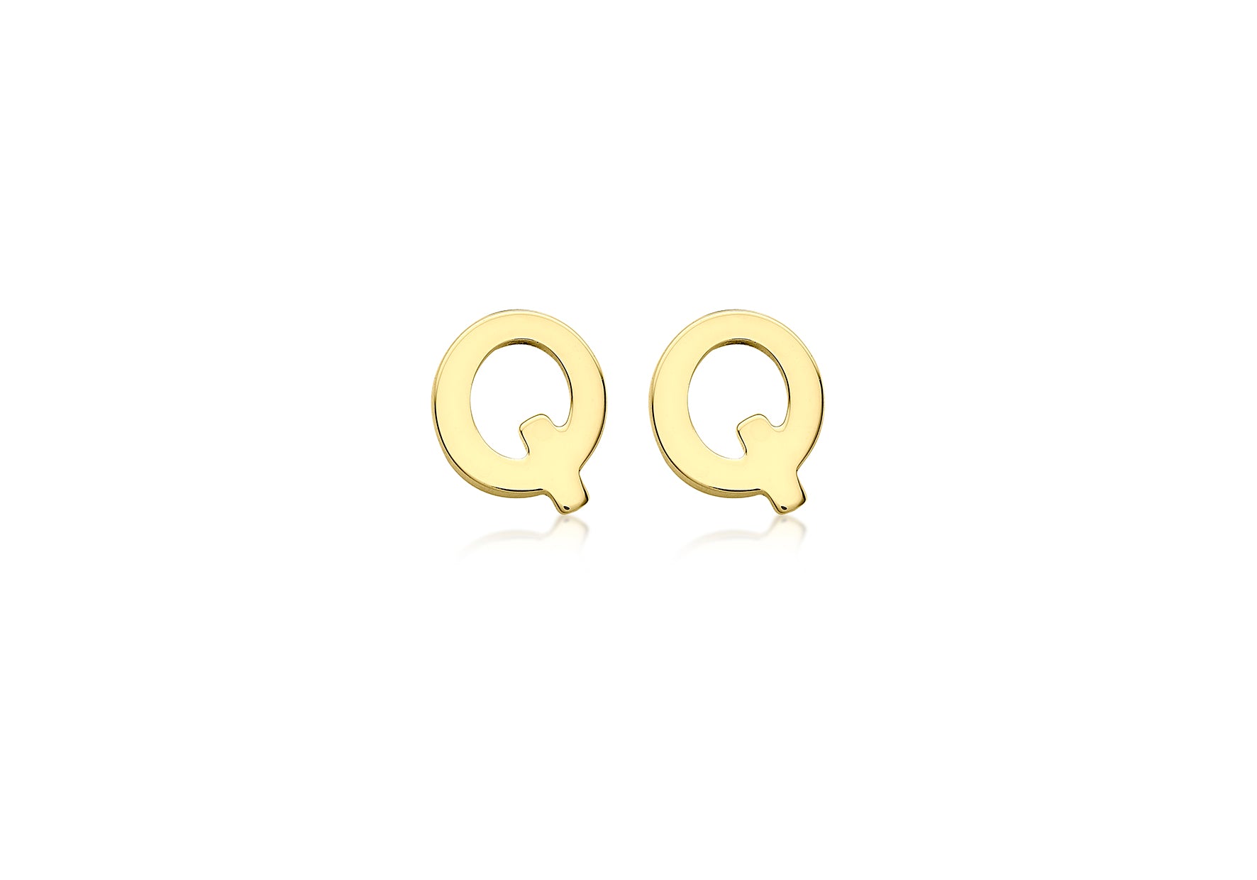9ct Yellow Gold Initial Q Stud Earrings