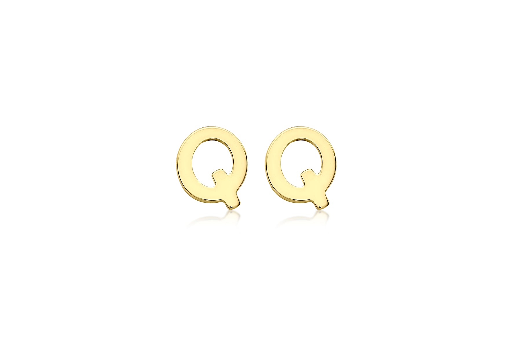 9ct Yellow Gold Initial Q Stud Earrings