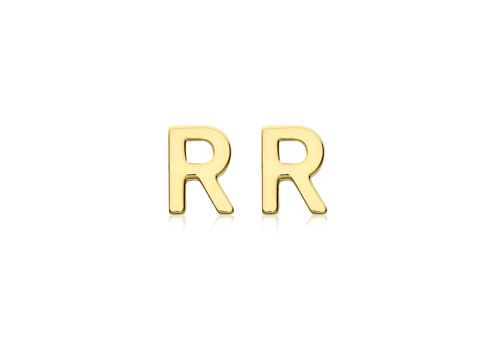 9ct Yellow Gold Initial R Stud Earrings