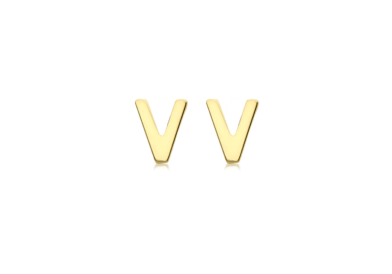 9ct Yellow Gold Initial V Stud Earrings