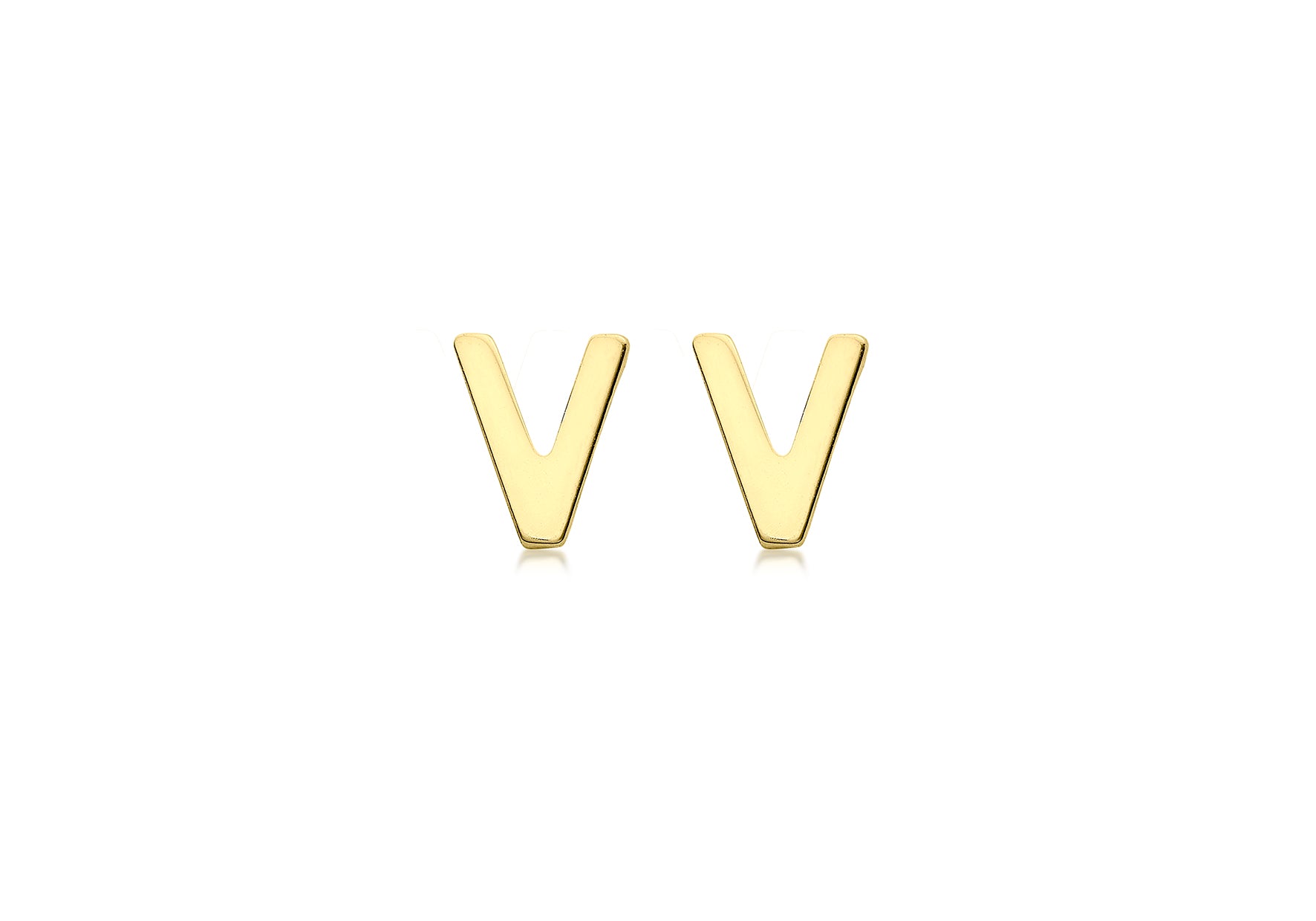 9ct Yellow Gold Initial V Stud Earrings