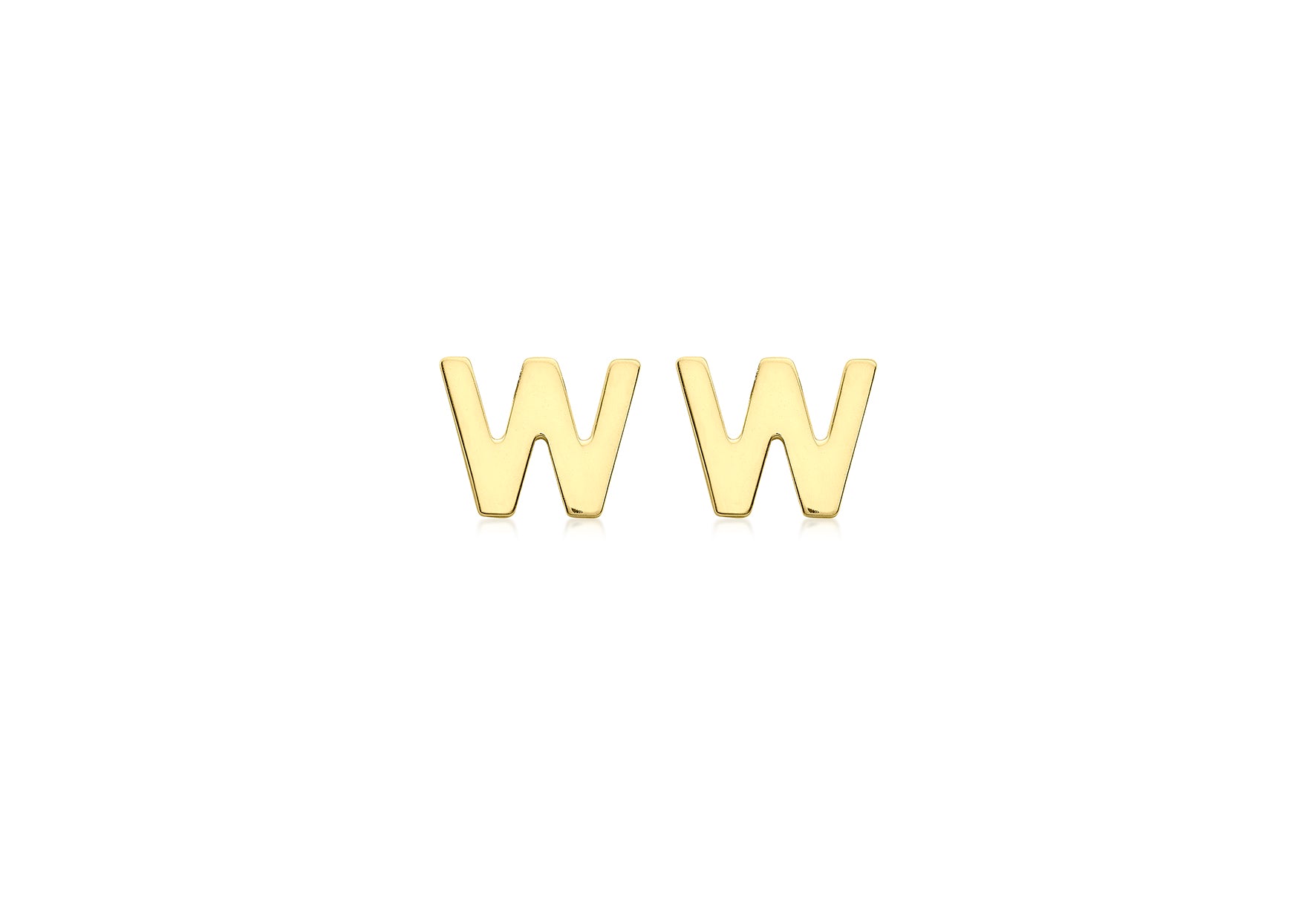 9ct Yellow Gold Initial W Stud Earrings