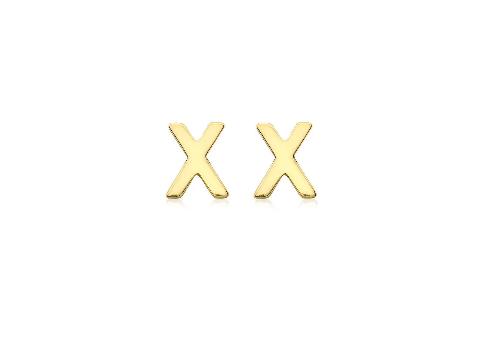 9ct Yellow Gold Initial X Stud Earrings