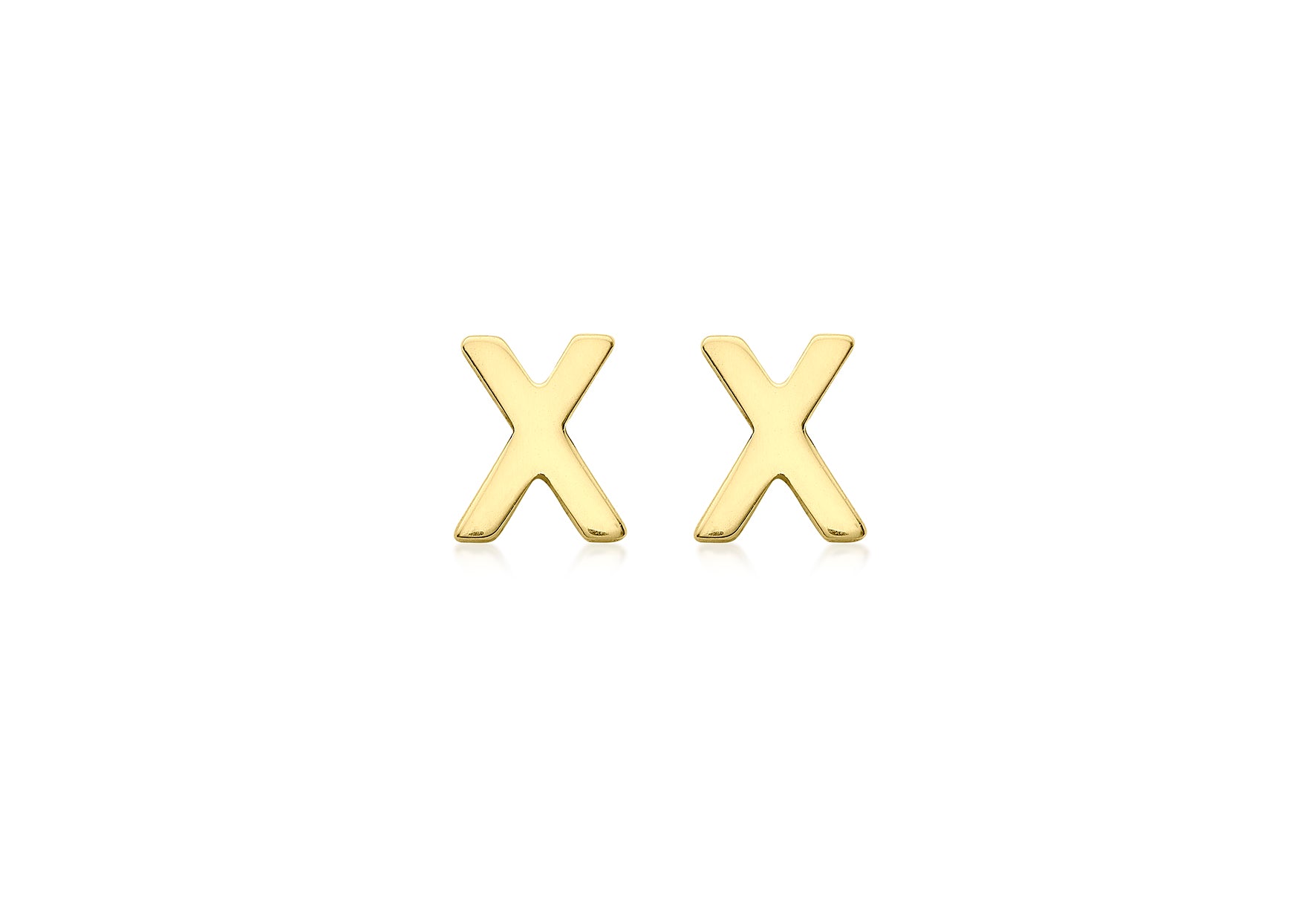 9ct Yellow Gold Initial X Stud Earrings