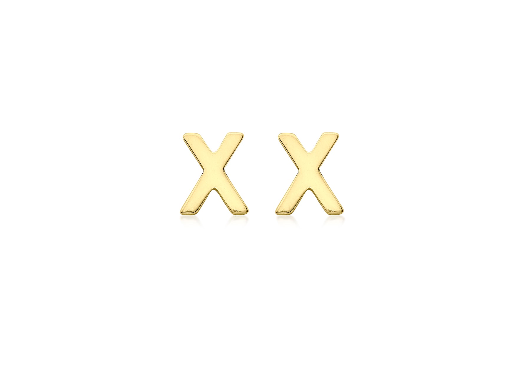 9ct Yellow Gold Initial X Stud Earrings