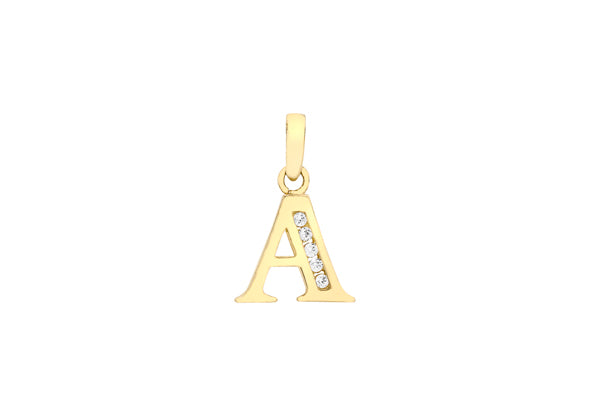 9ct Yellow Gold Crystal Initial 'A' Necklace
