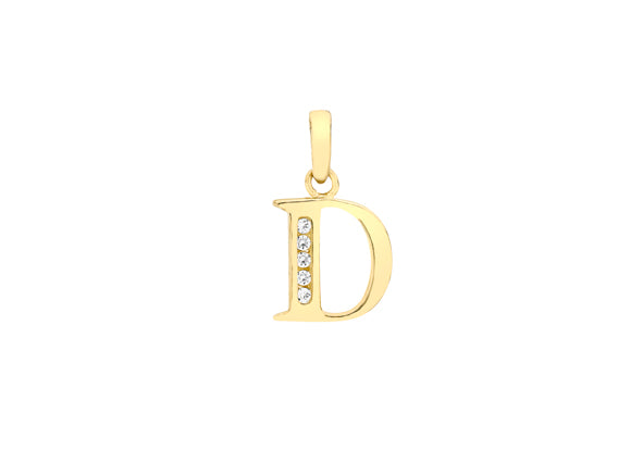 9ct Yellow Gold Crystal Initial 'D' Necklace