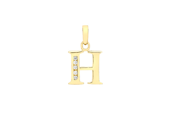 9ct Yellow Gold Crystal Initial 'H' Necklace