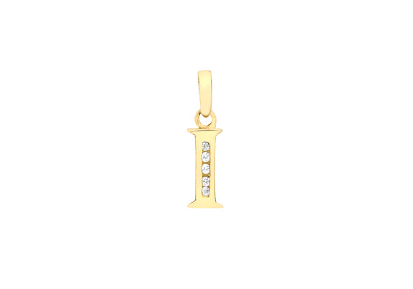 9ct Yellow Gold Crystal Initial 'I' Necklace