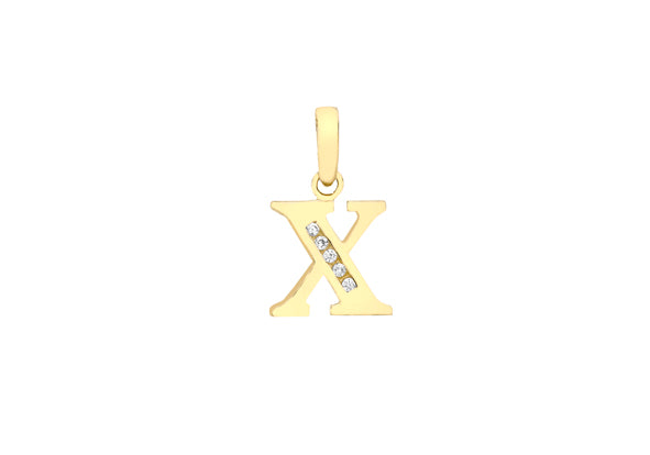 9ct Yellow Gold Crystal Initial 'X' Necklace