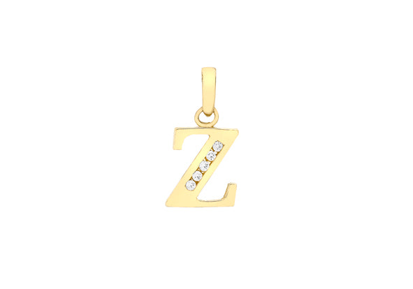 9ct Yellow Gold Crystal Initial 'Z' Necklace