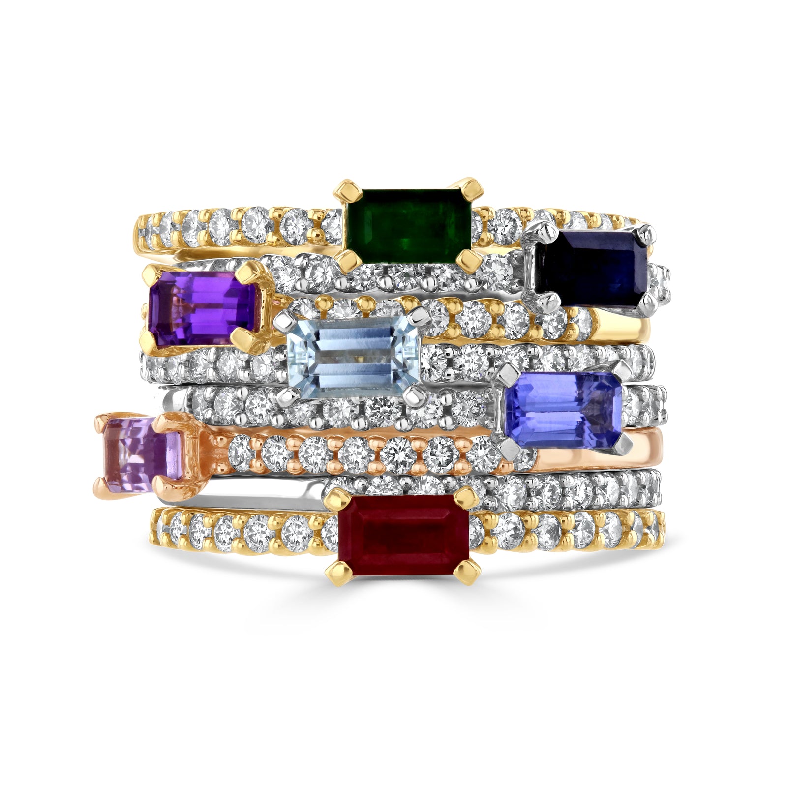 Tanzanite and Diamond Fine Stacking Ring