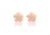9ct Yellow Gold CZ Pink Enamel Flower Stud Earrings