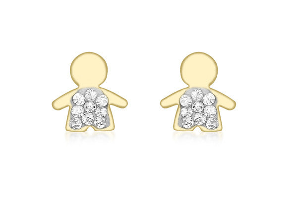 9ct Yellow Gold Crystal Boy Stud