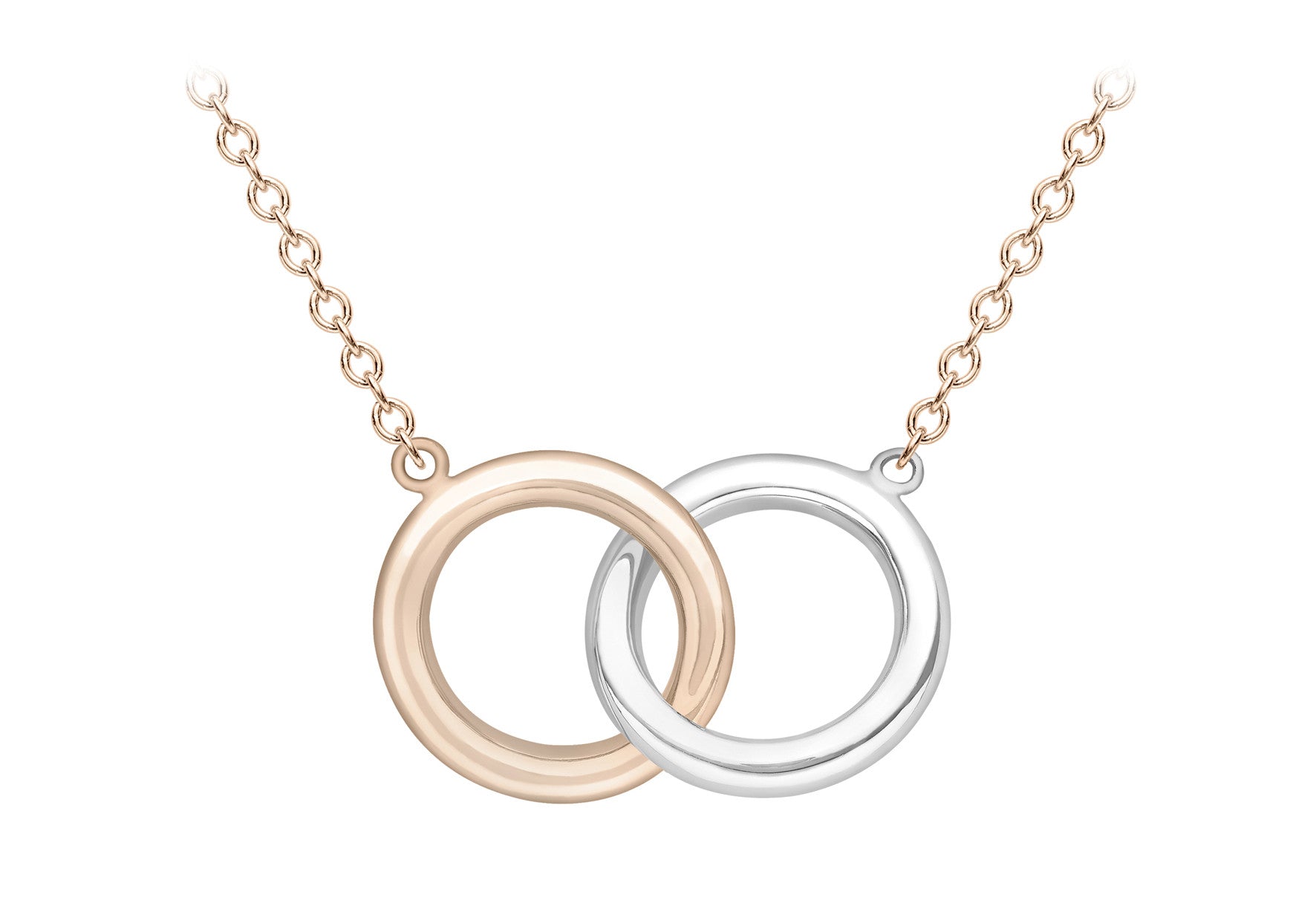 9ct Rose and White Gold Linking Ring Necklace