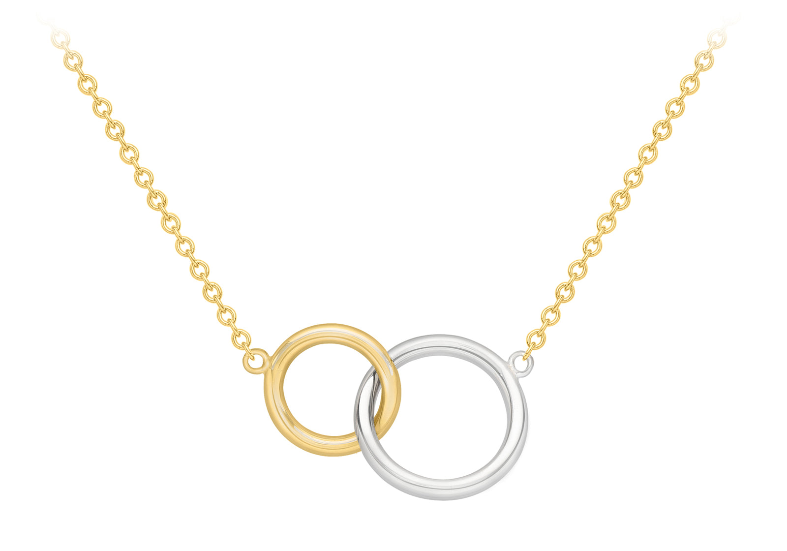 9ct Yellow and White Gold Linking Circle Necklace