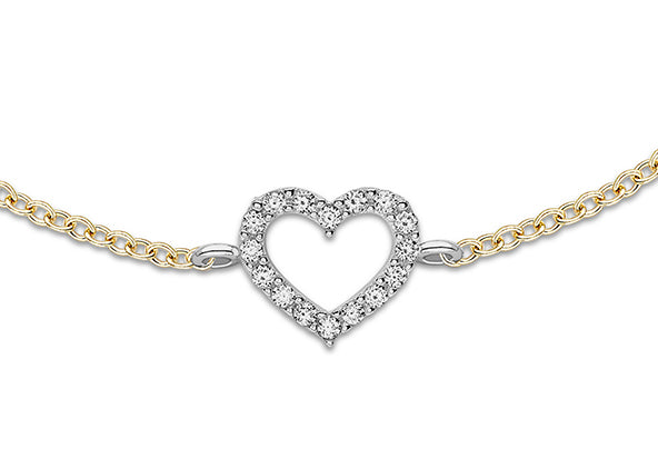 9ct Yellow Gold Open Crystal Heart Bracelet