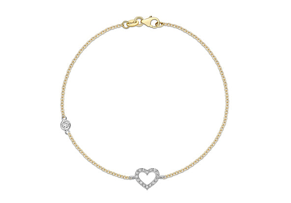 9ct Yellow Gold Open Crystal Heart Bracelet