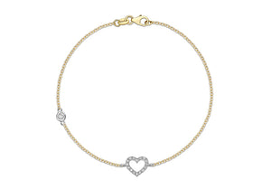 9ct Yellow Gold Open Crystal Heart Bracelet