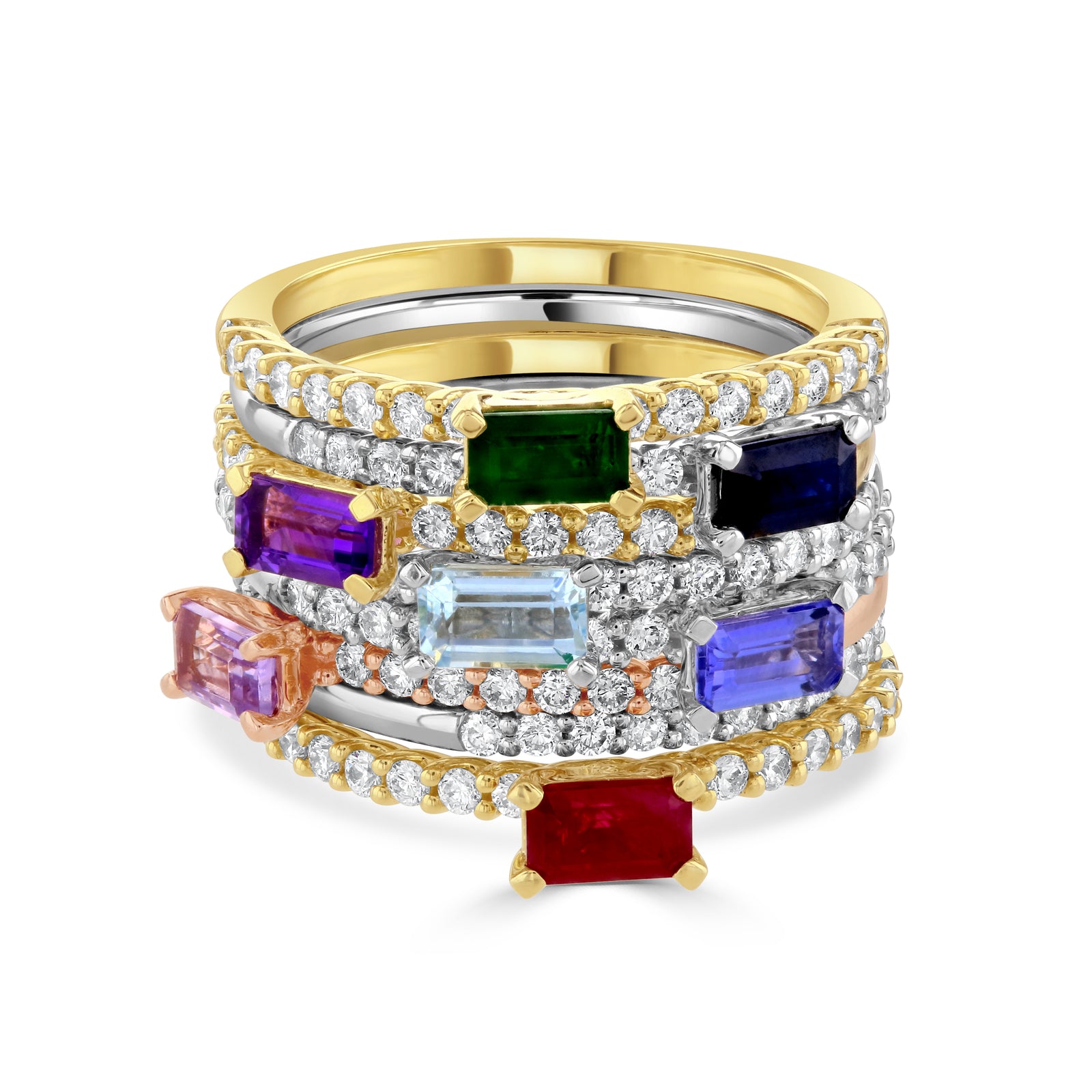 Amethyst and Diamond Fine Stacking Ring